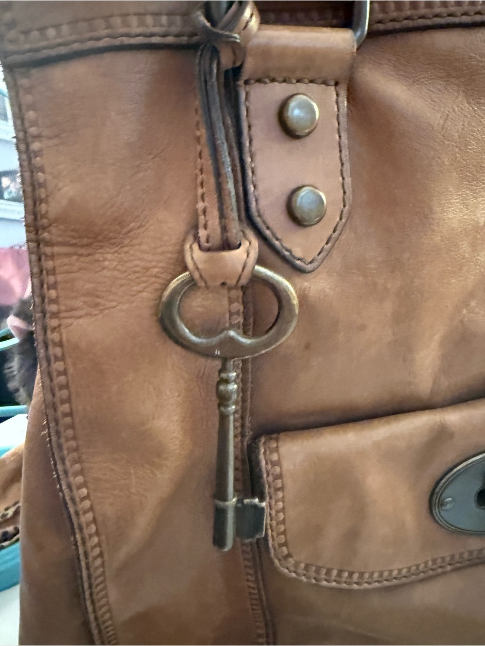Vintage Authentic Fossil Vintage Leather Tote Bag - Picture 4 of 16